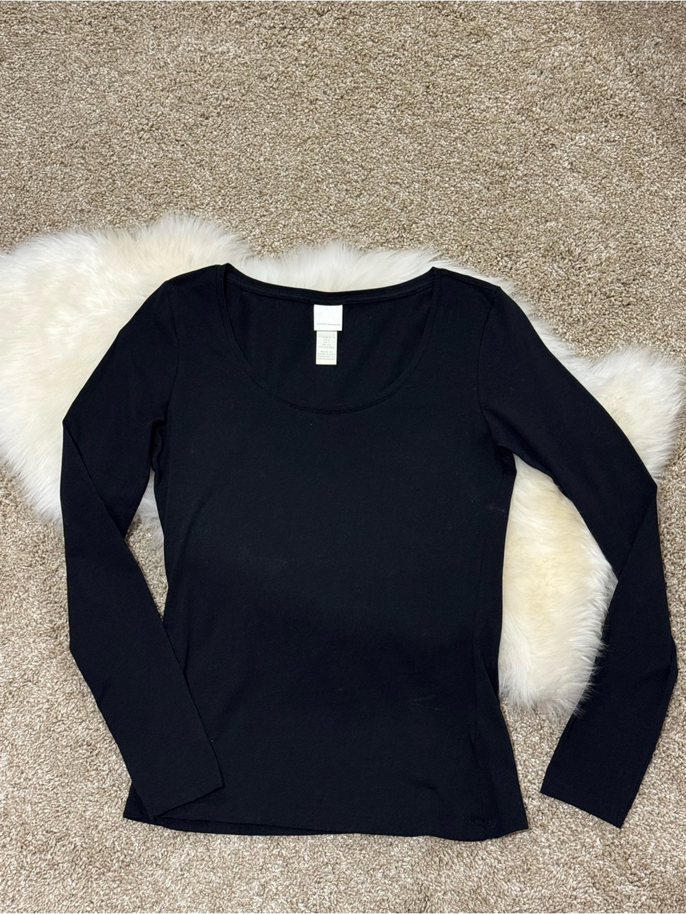 H&M Black Long Sleeve Scoop Neck Women's Top Size Small
